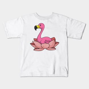 Flamingo with Lotus flower Kids T-Shirt